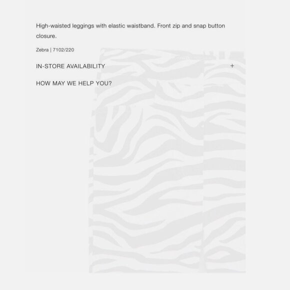 NWT Zara Zebra Print High Waist Leggings Pants, Size Large - Picture 5 of 10